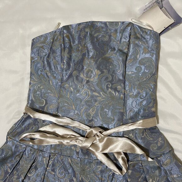 NWT Jessica McClintock Dress Y2K VTG Womens 6 Blue Strapless Fit & Flare Midi - Picture 14 of 15